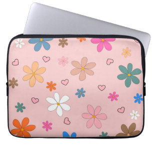 Preppy Pink Blume Herz Y2K Muster Laptopschutzhülle