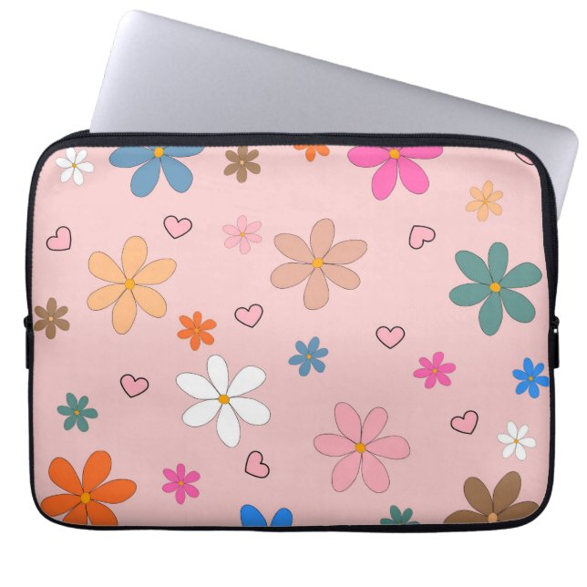 Preppy Pink Blume Herz Y2K Muster Laptopschutzhülle (Vorderseite)