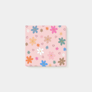 Preppy Pink Blume Herz Y2K Muster Post-it Klebezettel