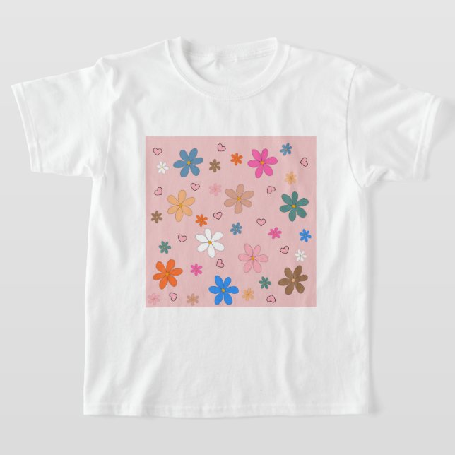 Preppy Pink Blume Herz Y2K Muster T-Shirt (Ablage )