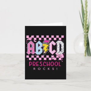 Preppy Pink Bow Abcd Preschool Rocks Pencil Lightn Karte