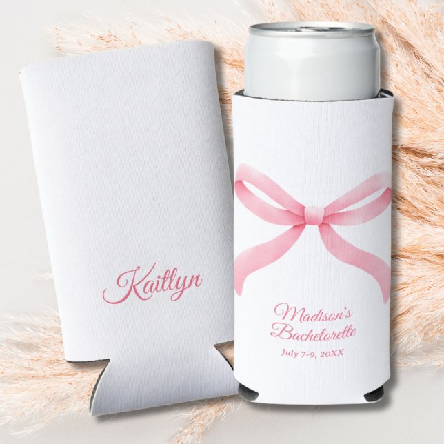 Preppy Pink Bow Coquette Junggeselinnen-Abschied B Selters Dosenkühler (Preppy Pink Bow Coquette Bachelorette Party Favor Seltzer Can Cooler)