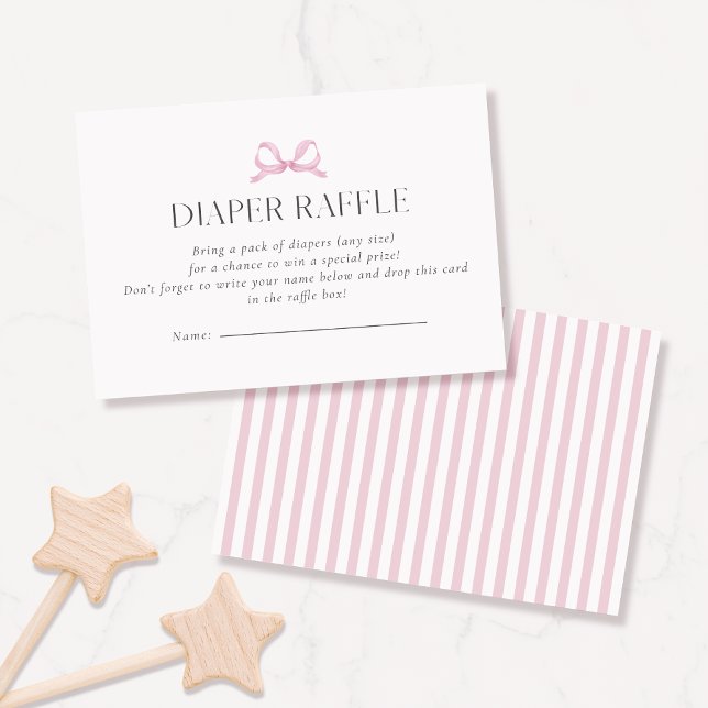 Preppy Pink Bow Diaper Raffekarte Visitenkarte (Von Creator hochgeladen)