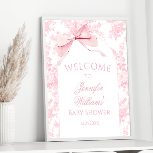 Preppy Pink Bow Floral Baby Girl Dusche Willkommen Poster (Von Creator hochgeladen)