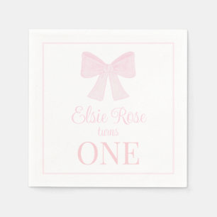 Preppy Pink Bow Grandmillennial erster Geburtstag Serviette