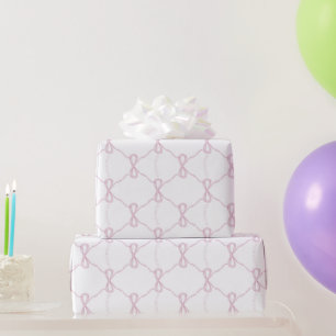Preppy Pink Bow Grandmillennial Style Geschenkpapier