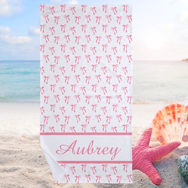 Preppy Pink Bow Trendy Summer Strandtuch (Von Creator hochgeladen)