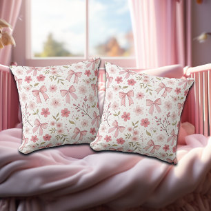 Preppy Pink Bow und Blume Kissen