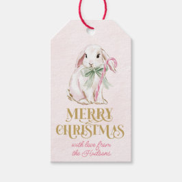 Preppy Pink Bunny Christmas gift tag Geschenkanhänger