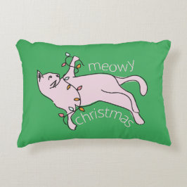 Preppy Pink Cat Holiday Dekokissen