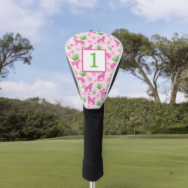 Preppy Pink Cheetah Custom Number Golf Headcover (Von Creator hochgeladen)