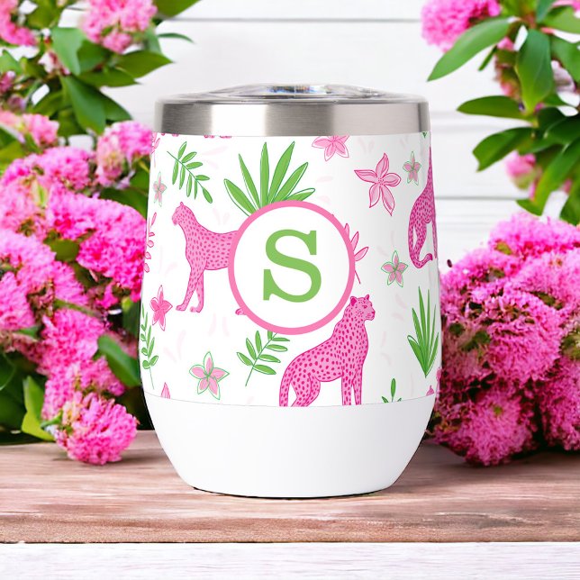 Preppy Pink Cheetah Monogram (Von Creator hochgeladen)