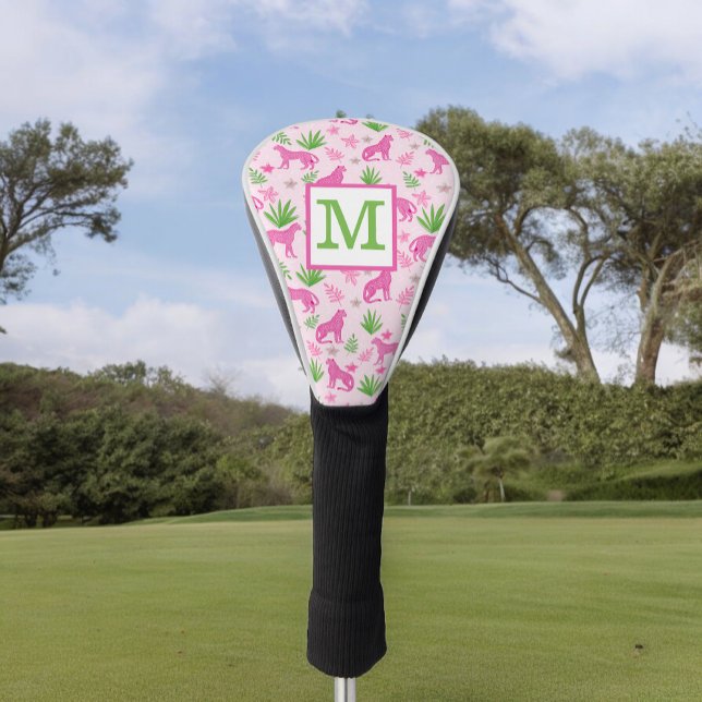Preppy Pink Cheetah Monogram Golf Headcover (Von Creator hochgeladen)