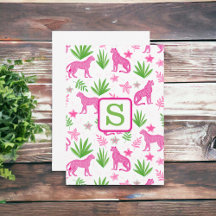 Preppy Pink Cheetah Monogram White