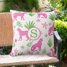 Preppy Pink Cheetah Monogram White