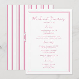 Preppy Pink Chic Wedding Weekend Itinerary Card Einladung