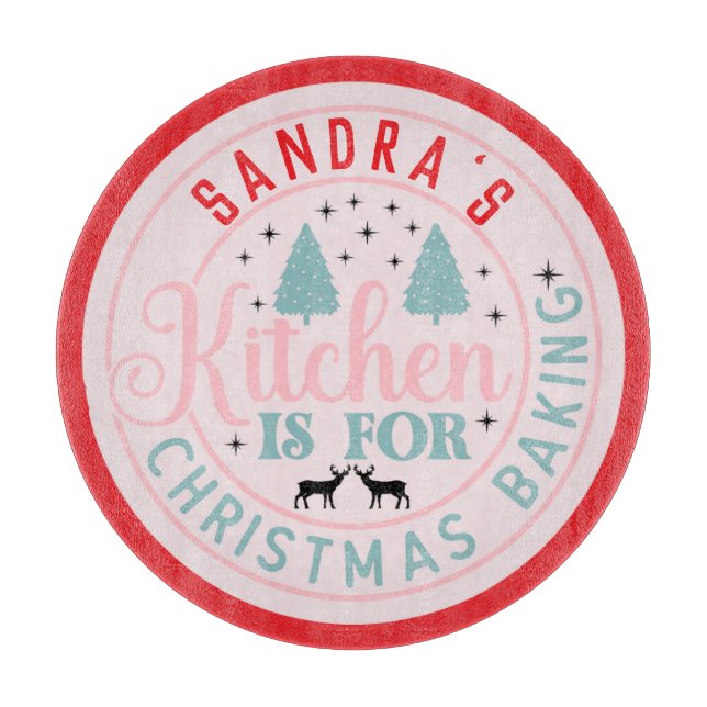 Preppy Pink Christmas Custom Kitchen Schneidebrett (Vorderseite)