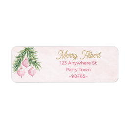 Preppy Pink Christmas Ornaments Address Label