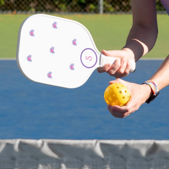 Preppy Pink Crab Monogram Pickleball Schläger (InSitu)