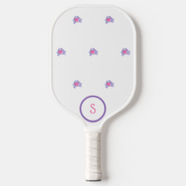 Preppy Pink Crab Monogram Pickleball Schläger