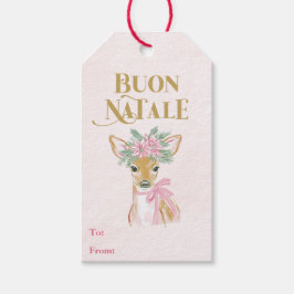 Preppy Pink Deer & Green Gingham Buon Natale Geschenkanhänger