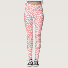 Preppy Pink Diamond Muster Leggings