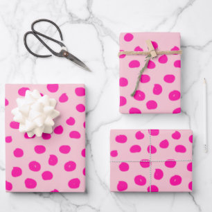 Preppy Pink Dots Moderne Animal Print Spots Geschenkpapier Set