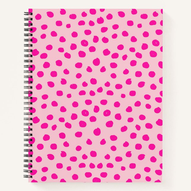 Preppy Pink Dots Moderne Animal Print Spots Notizbuch (Vorderseite)