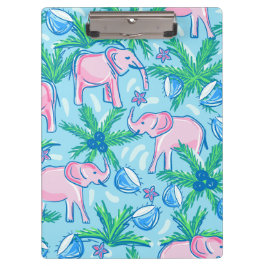 Preppy Pink Elephant Klemmbrett
