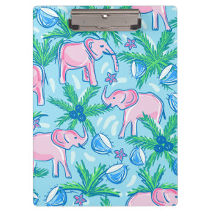 Preppy Pink Elephant Klemmbrett