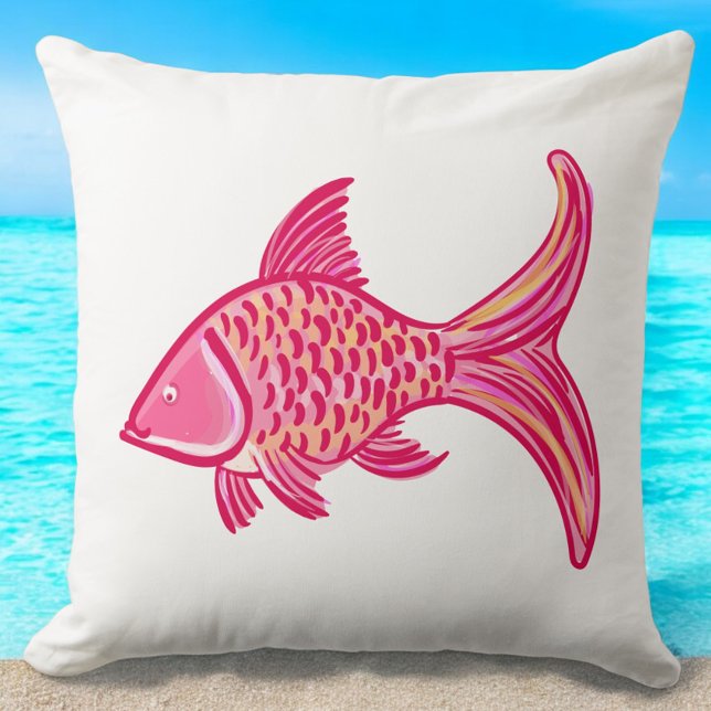 Preppy Pink Fish Coastal Kissen (Von Creator hochgeladen)