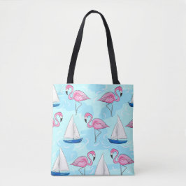 Preppy Pink Flamingo Blue Sailboat