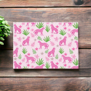 Preppy Pink Geparden Blumenmuster Mitteilungskarte