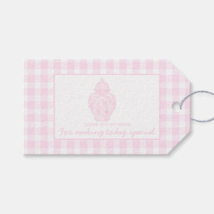 Preppy Pink Ginger Jar Monogram Erster Geburtstag Geschenkanhänger