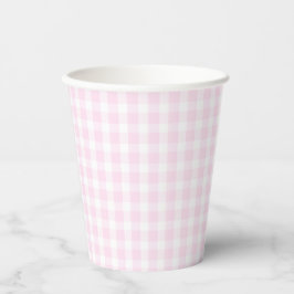 Preppy Pink Gingham Kariert erster Geburtstag Pappbecher