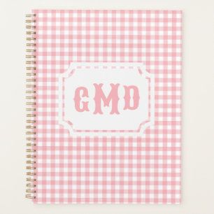 Preppy Pink Gingham Monogramm Planer