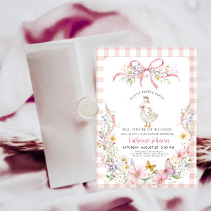 Preppy Pink Gingham Verrückte Gans Babyparty Einladung