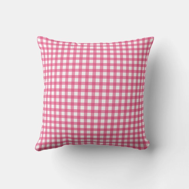 Preppy Pink Gingham Wohnheim Kissen (Rückseite)