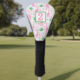 Preppy Pink Giraffe Cosmopolitan Custom Number Golf Headcover