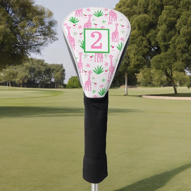 Preppy Pink Giraffe Cosmopolitan Custom Number Golf Headcover (Von Creator hochgeladen)