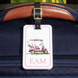 Preppy Pink Golf Cart Monogram Gepäckanhänger