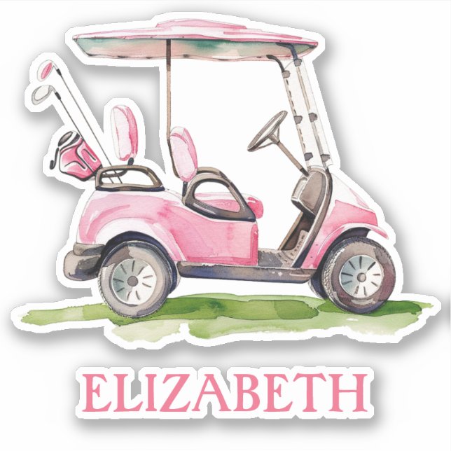 Preppy Pink Golf Cart Personalisiert Aufkleber (Vorderseite)