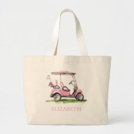 Preppy Pink Golf Cart Personalisiert Jumbo Stoffbeutel