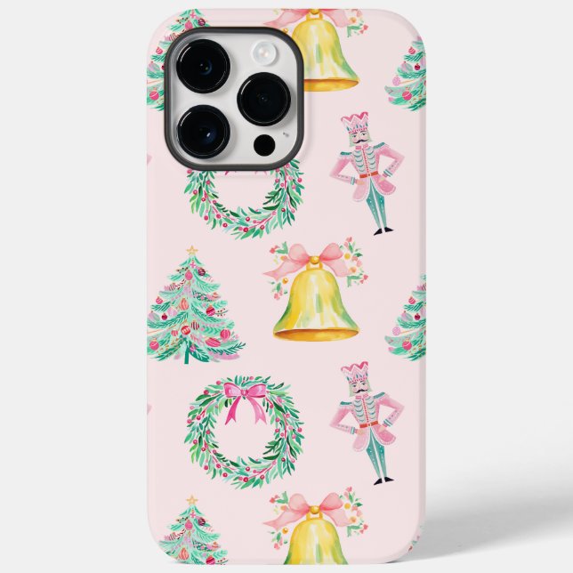 Preppy Pink & Green Christmas Nutcracker drucken Case-Mate iPhone Hülle (Rückseite)