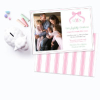 Preppy Pink Green Monogram Welcome Baby Girl Foto