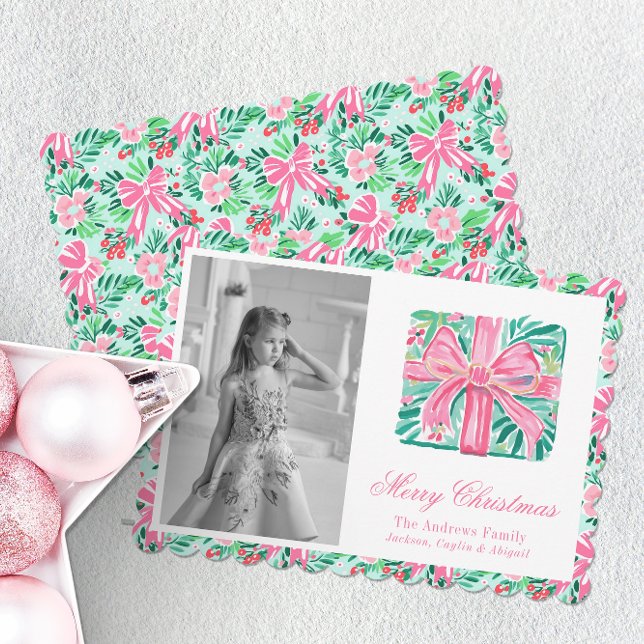 Preppy Pink & Green Palm Beach Weihnachten (Von Creator hochgeladen)