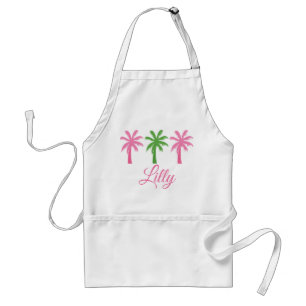 Preppy Pink & Green Palm Tree Personalisierte Sch Schürze