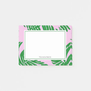 Preppy Pink Green Palm Tree Post-it Klebezettel