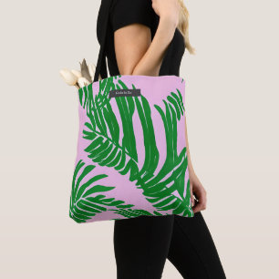 Preppy Pink & Green Tropical Palm Blätter
