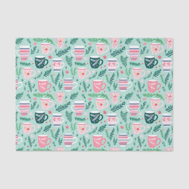 Preppy Pink & Green Weihnachten Tasse Seidenpapier (Vorderseite)